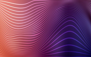 Dark Pink, Red vector background with curved ribbons. Blurred geometric sample with gradient.  The elegant pattern of a brand book.