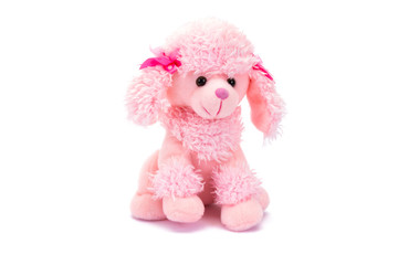 Pink plush puppy with shadow