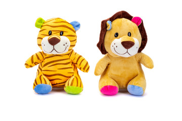 Tiger and stuffed lion with shadow