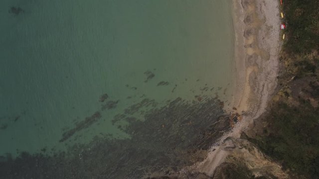 Beach in Asturias. Beautiful coastal landscape in Cadavedo. Spain. Aerial Drone Footage 