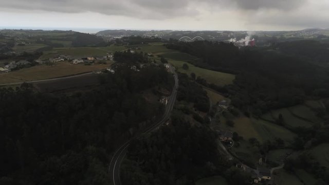 Celtic settlement in landscape of Asturias,Spain. Castro de Coaña. Aerial Drone Footage