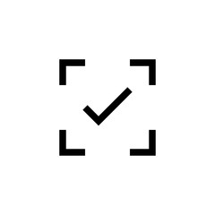 material scan reader recognition check complete done icon which designed simple, uncomplicated and minimal to deliver information clearly. Isolated flat, resizable vector