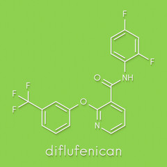 Fototapeta premium Diflufenican herbicide molecule. Skeletal formula.