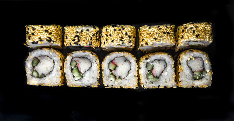 rolls isolated on black background