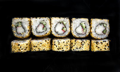 rolls isolated on black background