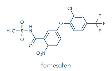 Fomesafen herbicide molecule. Skeletal formula.