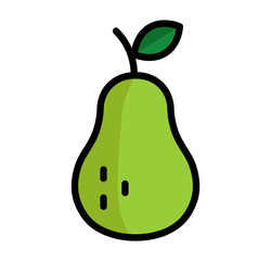 Pear icon, colored fruit isolated, exotic delicious fruit, vector