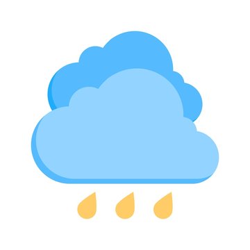 Rainy weather icon - vector illustration. Cloud with rain drops weather forecast symbol.