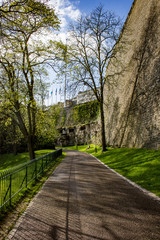 Trees Line the Lawn and Pathway through Municipal Park up to Constitution Square in Luxembourg City, Luxembourg