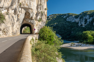 Ardeche France,view of Narural arch in Vallon Pont D'arc in Ardeche canyon in France. Europe