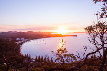 Beautiful sunset over the Shoal Bay, Australia