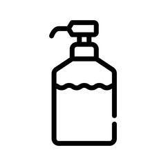 disinfectant bottle with pump line icon vector illustration