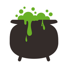 happy halloween, cauldron with potion spell trick or treat party celebration flat icon