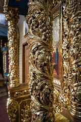 Golden interiors of Manyava Skete of the Exaltation of the Holy Cross, known as Ukrainian Athos in Carpathians of western Ukraine