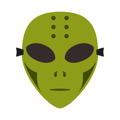 happy halloween, mask green alien costume trick or treat party celebration flat icon
