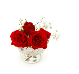 bouquet of red roses isolated on white background