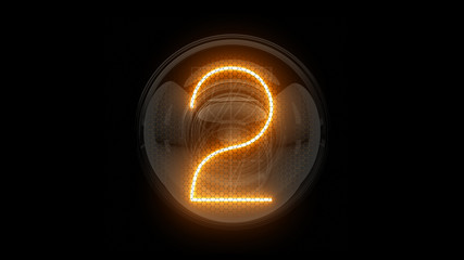 Two. Digit 2. Nixie tube indicator digit. Gas discharge indicators and lamps. 3D. 3D Rendering