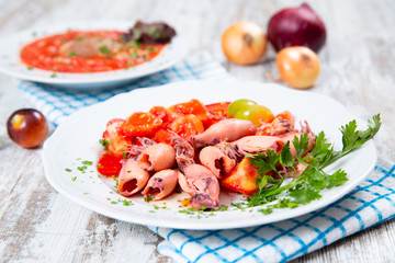 Squid with fresh vegetables