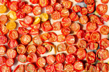 Naturally dried tomatoes in the sun