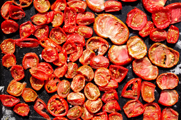 Naturally dried tomatoes in the sun