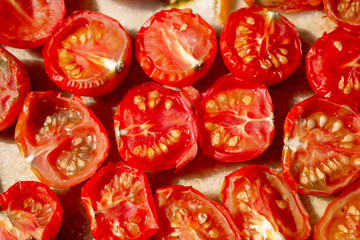 Naturally dried tomatoes in the sun