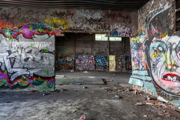 Inside of an old and abandoned building