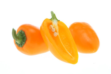 lovely sweet mini peppers Hydroponic on white background