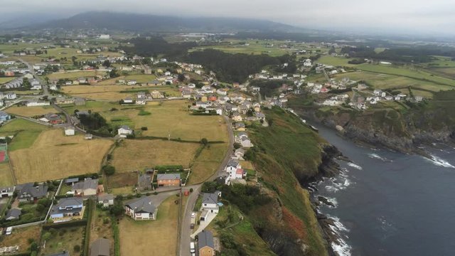 Lighthouse in Ortiguera. Asturias,Spain. Aerial Drone Footage