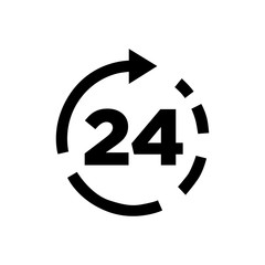 24 hours icon vector sign