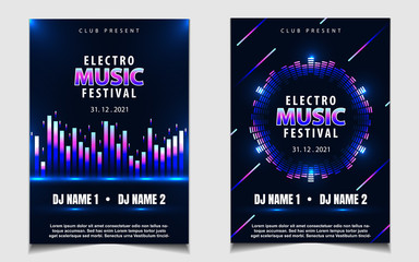 Poster design background for music concert event festival and party celebration with colorful gradient and neon light shine. Elegant vector layout flyer template can use for club night invitation