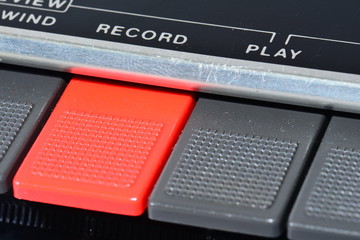 Cassette tape recorder record play button