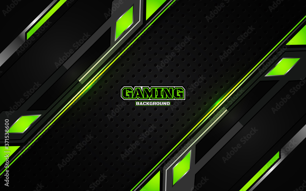 Poster abstract futuristic black and green gaming background with modern esport shapes. vector design templ - Posters