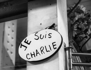 I am Charlie support sign in 2015 in a farmers market in Philadelphia