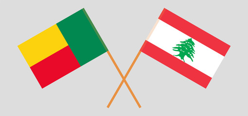 Crossed flags of Lebanon and Benin
