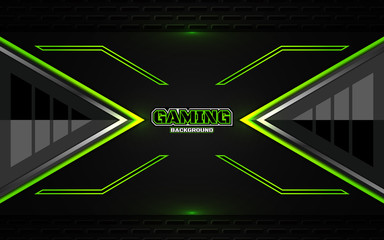 Abstract futuristic black and green gaming background with modern esport shapes. Vector design template technology concept can use element game banner, sport poster, cyber wallpaper, web streaming