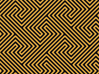 Yellow and black Ethnic Seamless Pattern. Vector illustration.