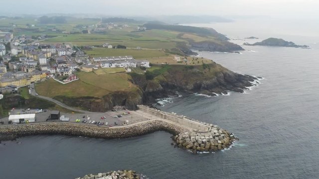 Puerto de Vega. Coastal vilage of Asturias,Spain. Aerial Drone Footage