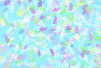 Light Blue, Red vector doodle layout with leaves.