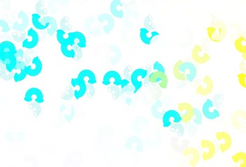 Light Blue, Green vector background with rainbow symbols.