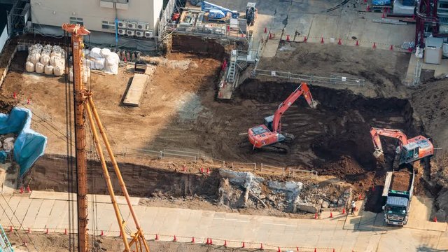 工事現場　建設作業　タイムラプス