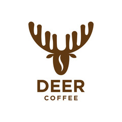 Deer + coffee bean. Deer coffee logo. Icon vector.