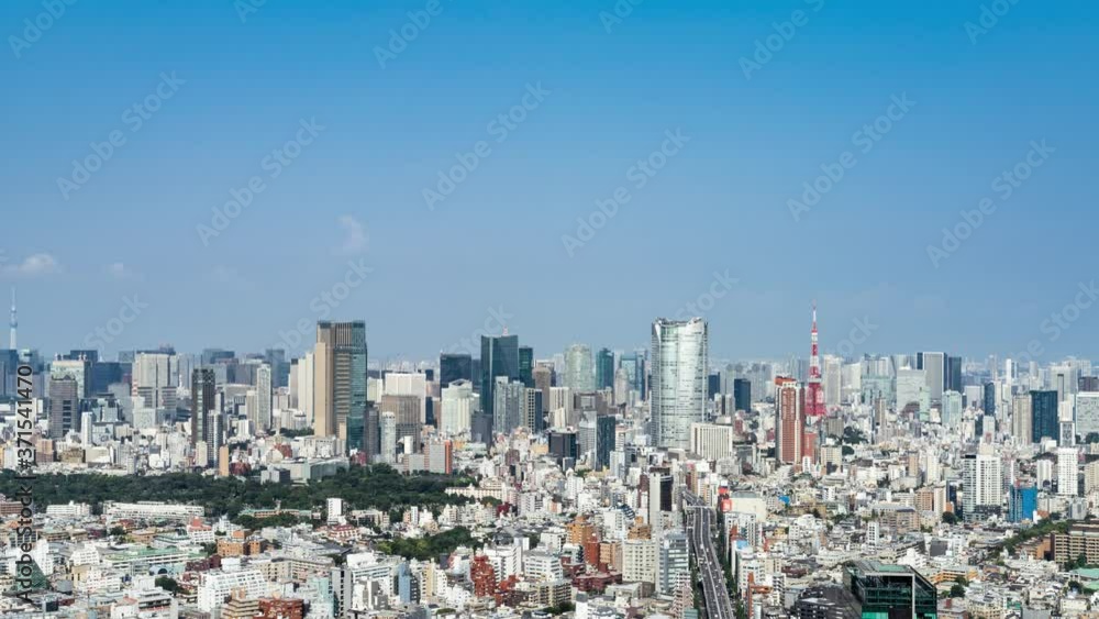 Poster 都市風景　タイムラプス　青空　東京