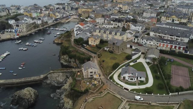 Tapia de Casariego. Coastal village of Asturias,Spain. Aerial Drone Footage