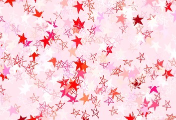 Light Pink, Red vector template with sky stars.