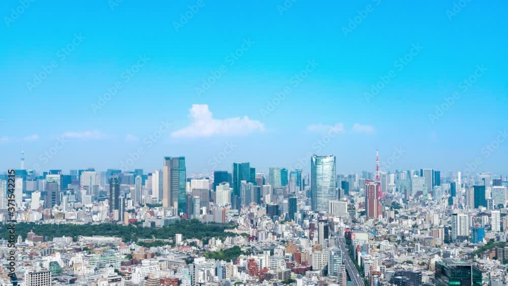 Aufkleber 都市風景　タイムラプス　青空　東京