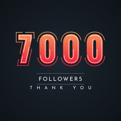 Thank You 7000 Followers Colorful illustration template design