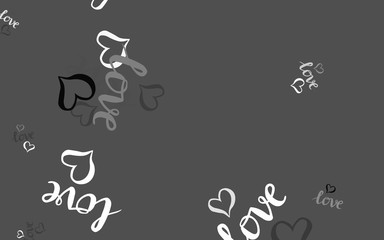 Light Gray vector background with Shining hearts.