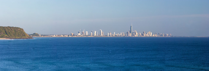 Surfers Paradise waterfront skyline with famous skyscrapers