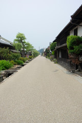 Obraz premium Townscape of Unno Station on Hokkoku Road in Tomi City, Nagano Prefecture