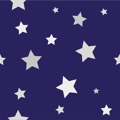 Seamless geometric pattern with stars in grayscale on a blue background for fabric and Wallpaper, banner, cover.